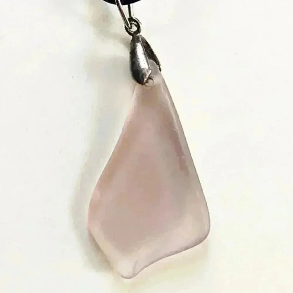 Artist Made Pink Sea Glass Pendant 17" Long - Picture 3 of 3